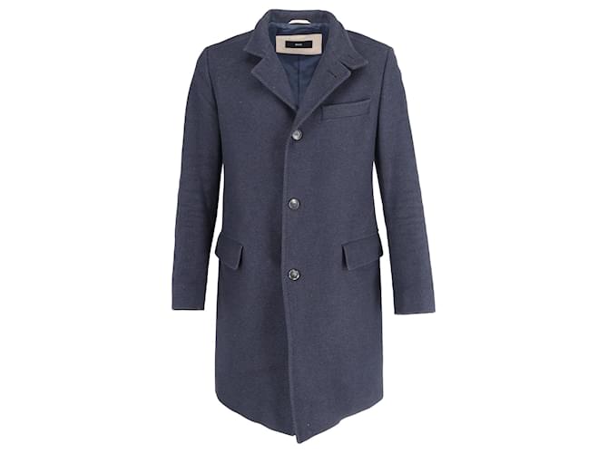 Hugo Boss Slim Fit Coat in Navy Viscose Blue Navy blue Cellulose fibre  ref.946628