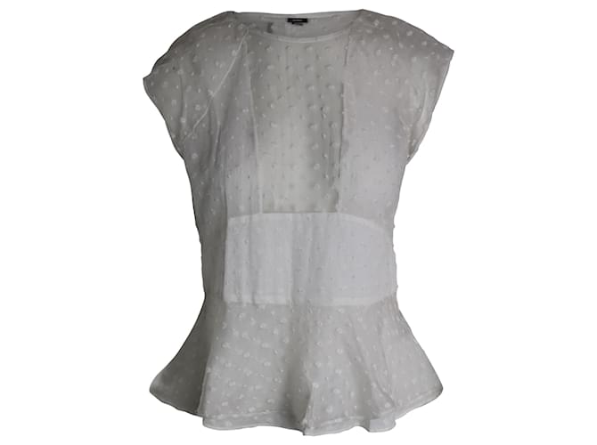 Isabel Marant Haut Péplum à Panneau Transparent en Soie Blanche  ref.946671