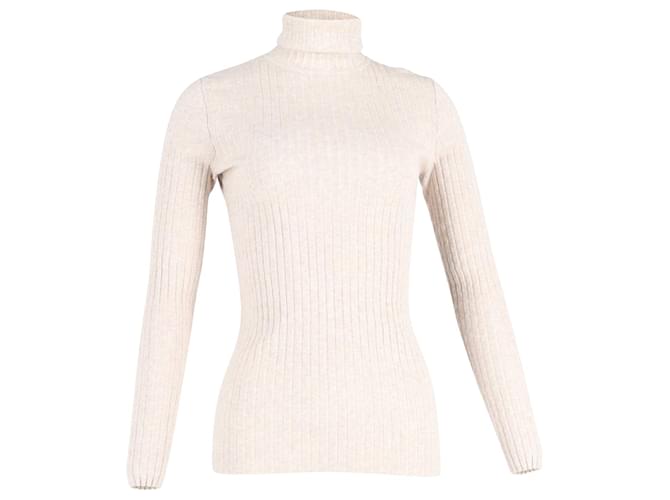 Tory Burch Ribbed Turtleneck Sweater in Beige Cotton  ref.946680