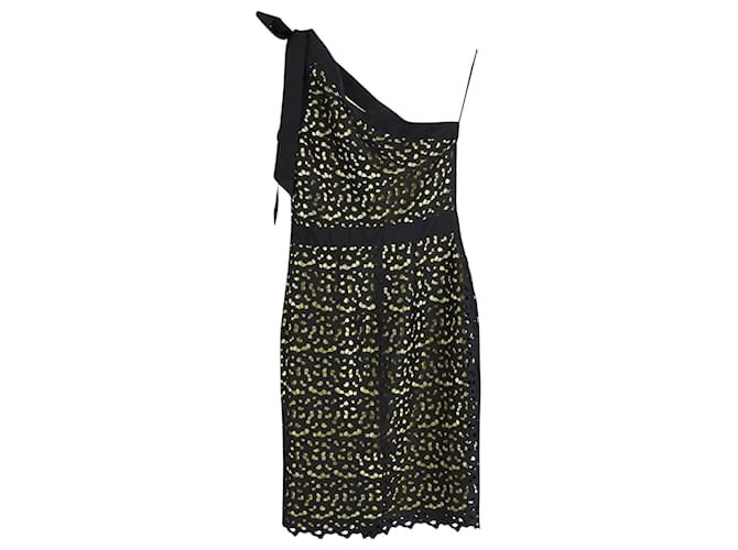 Autre Marque Boutique Moschino One-Shoulder Macrame Lace Dress In Black Polyester  ref.946685