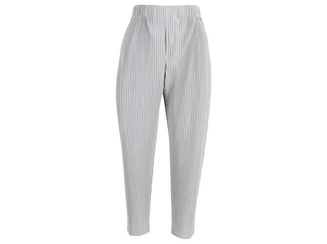 Issey Miyake Pantalon Loose Fit Plissé en Polyester Gris  ref.946688