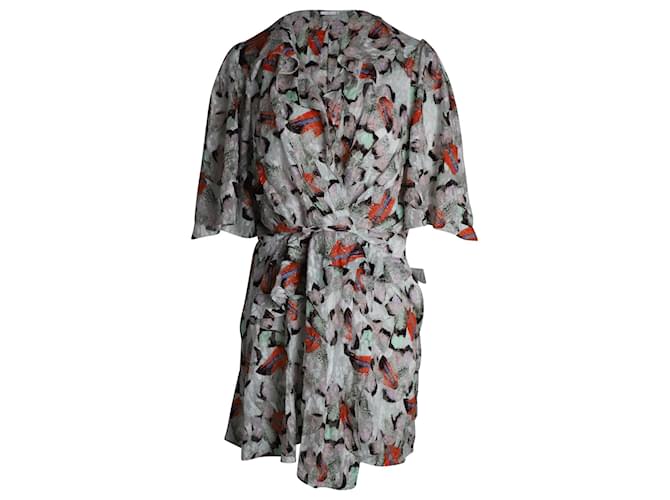 IRO Mini Robe Imprimée à Volants en Soie Multicolore  ref.946765