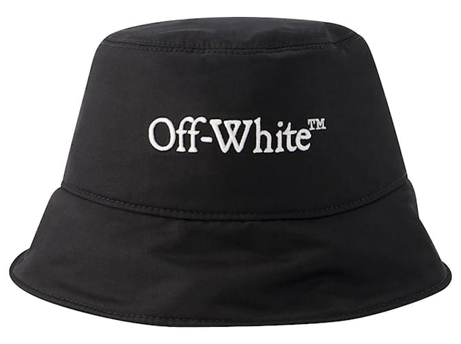 Off White Fischerhut mit Ny-Logo – gebrochenes Weiß – Baumwolle – Schwarz/Nicht-gerade weiss  ref.946775