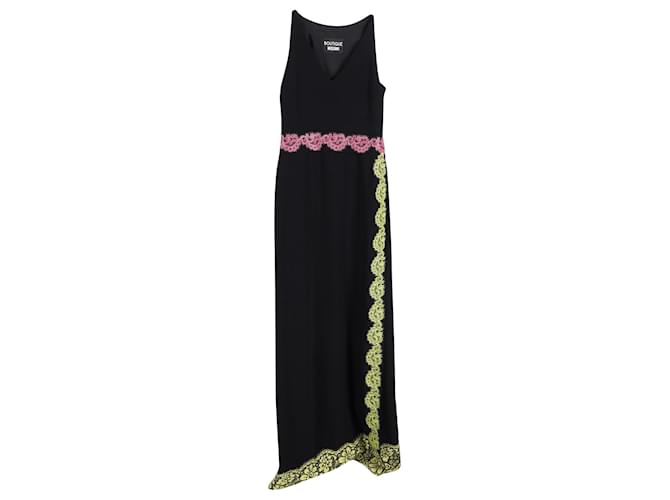 Boutique Moschino Lace Trimmed Maxi Dress in Black Triacetate Synthetic  ref.946779