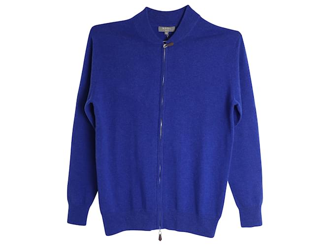 Autre Marque N. Peal Zip Front Knit Sweater in Blue Cashmere Wool  ref.946784