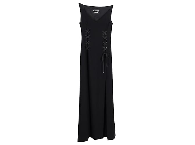 Autre Marque Boutique Moschino Lace-up Maxi Dress in Black Triacetate Synthetic  ref.946785