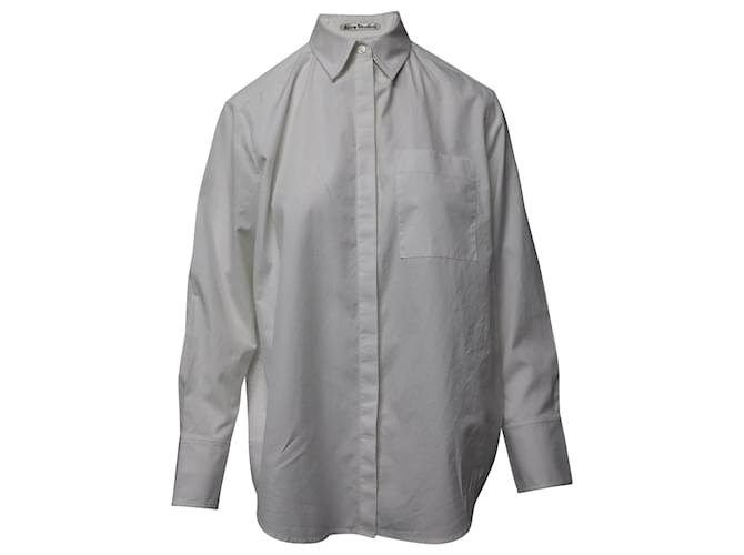 Acne Studios Hidden Placket Button-Down Shirt in White Cotton   ref.946798