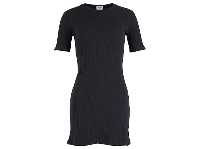 RE/Done Ribbed Knit Fitted Mini Dress in Black Cotton  ref.946853