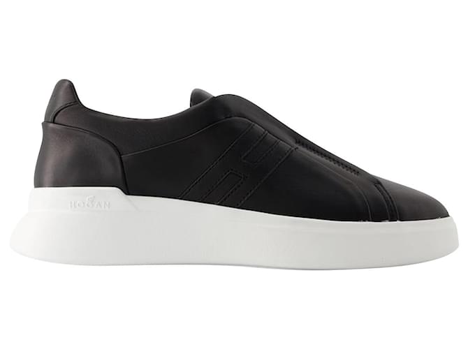 H580 Slip On Sneakers - Hogan - Leather - Black/White  ref.946895