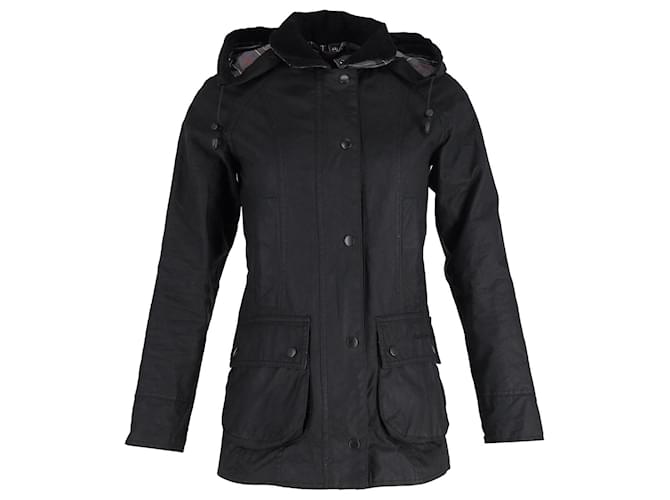 Barbour Hooded Rain Jacket in Black Cotton  ref.946928