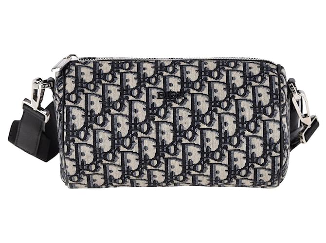 Dior Roller Messenger Bag in Beige and Black Oblique Jacquard Suede  ref.946995 - Joli Closet