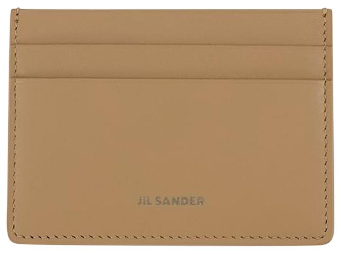 Card Holder - Jil Sander - Leather - Beige Brown Pony-style calfskin  ref.947012