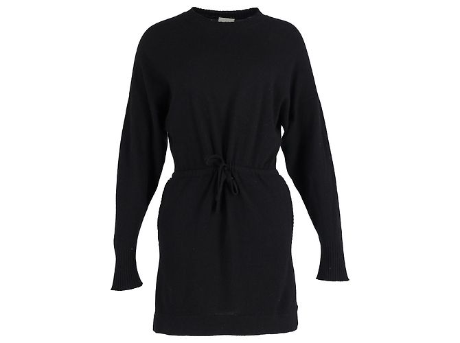 Autre Marque Le Kasha gerippte Tunika mit Kordelzug in der Taille aus schwarzem Kaschmir