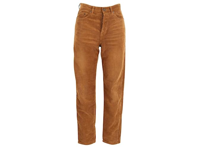 Pantaloni a gamba dritta in velluto a coste di Saint Laurent in cotone color cammello Giallo  ref.947034