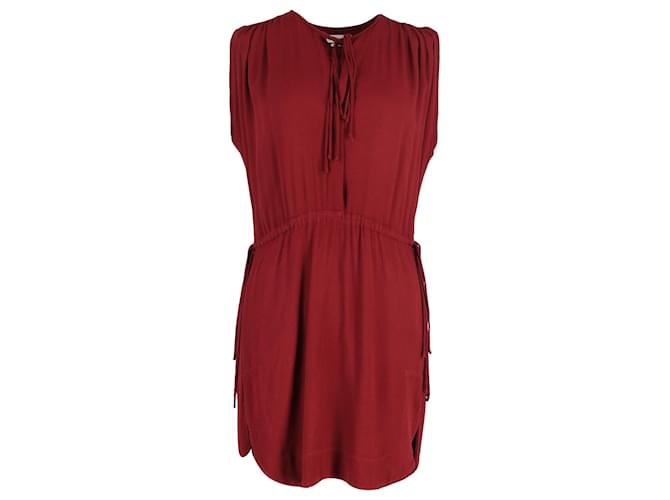 Isabel Marant Drawstring Waist Sleeveless Mini Dress in Burgundy Cotton Dark red  ref.947041