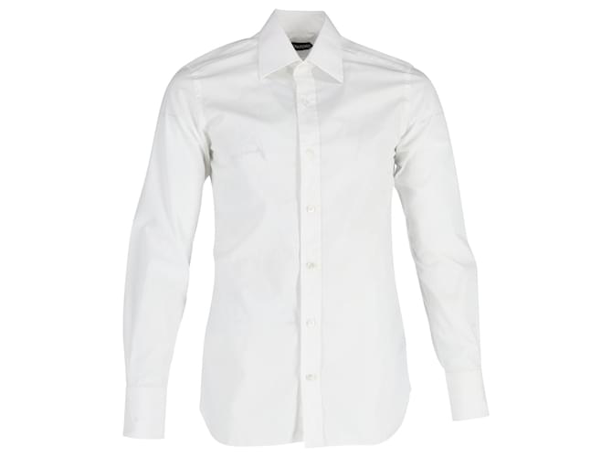 Camisa clásica de manga larga con botones en algodón blanco de Tom Ford  ref.947146