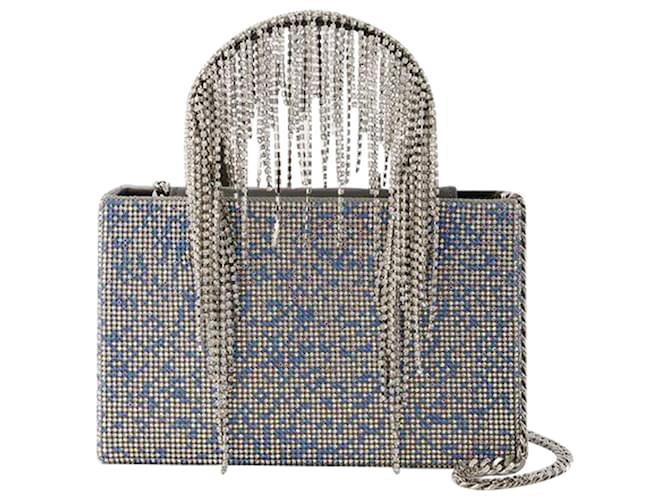 Donna Karan Crystal Mesh Midi Handbag - Kara - Leather - Blue Pixel Pony-style calfskin  ref.947176