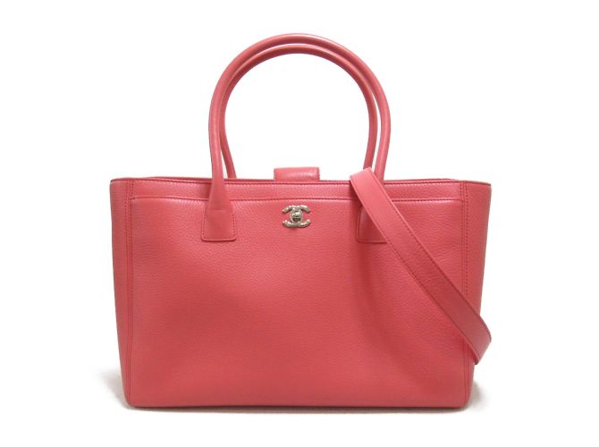 Executive Chanel Bolsa Cerf Executiva de Couro CC Rosa