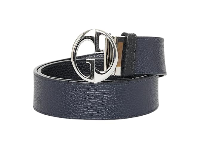 Gucci Interlocking G Leather Belt 449715 Black Pony-style calfskin  ref.947260
