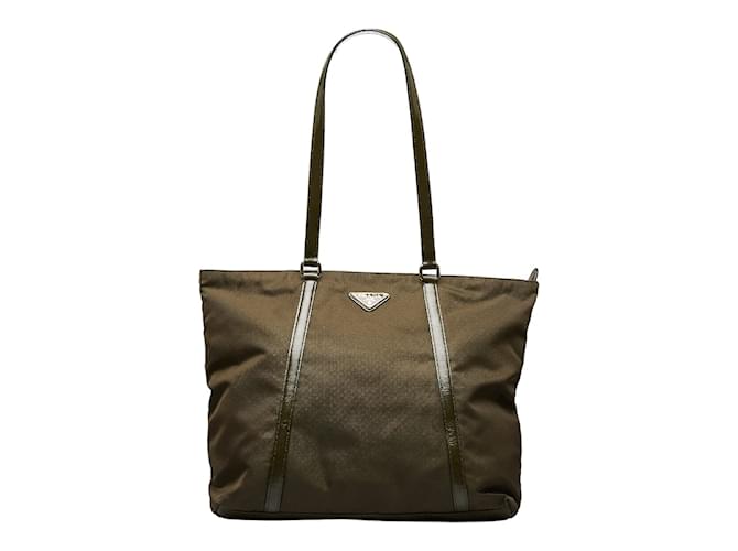 Prada Tessuto Tote Bag Green Cloth  ref.947278