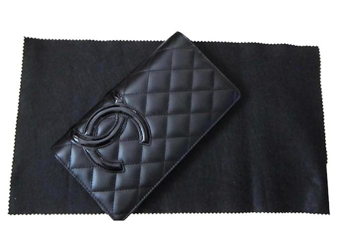Cambon Chanel Purses, wallets, cases Black Leather ref.947291 - Joli Closet