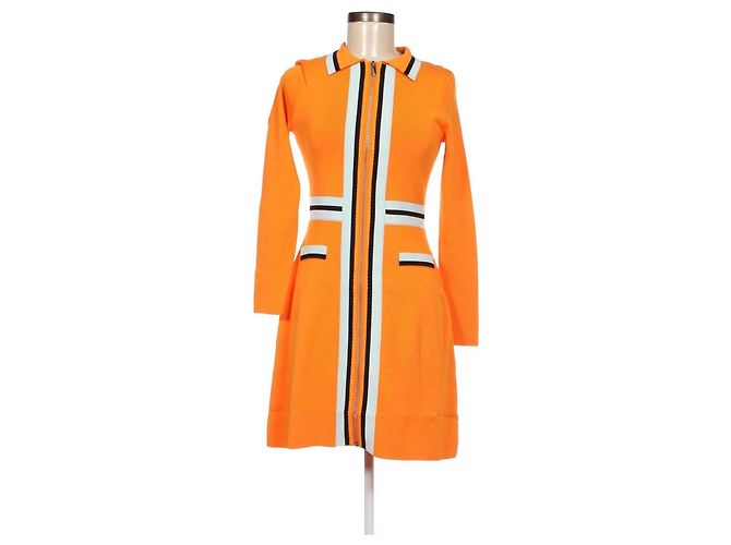 Karen Millen Kleid Orange Viscose Polyamid Größe S