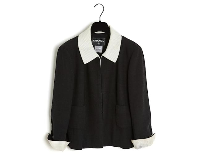 Chanel 09P BLACK WHITE LINEN SILK EN40 ref.947315 - Joli Closet