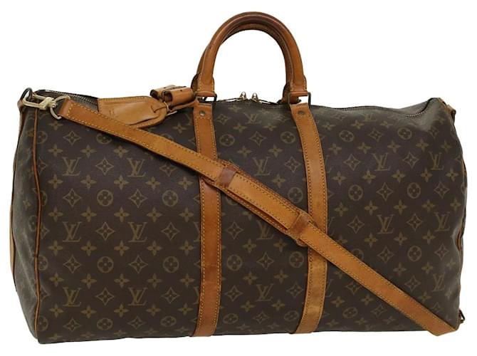 LOUIS VUITTON Monogram Keepall Bandouliere 55 Boston Bag