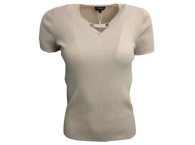 Chanel Tan Short Sleeved Knit Top