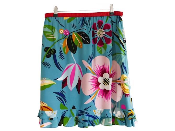 Gucci x Tom Ford SS99 Floral Silk & Leather Skirt Multiple colors  ref.947433