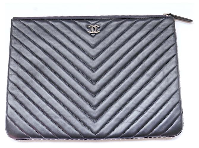 CHANEL, Bags, Chanel Chevron Large Case With All Tags And Receipt  Included Worn Once