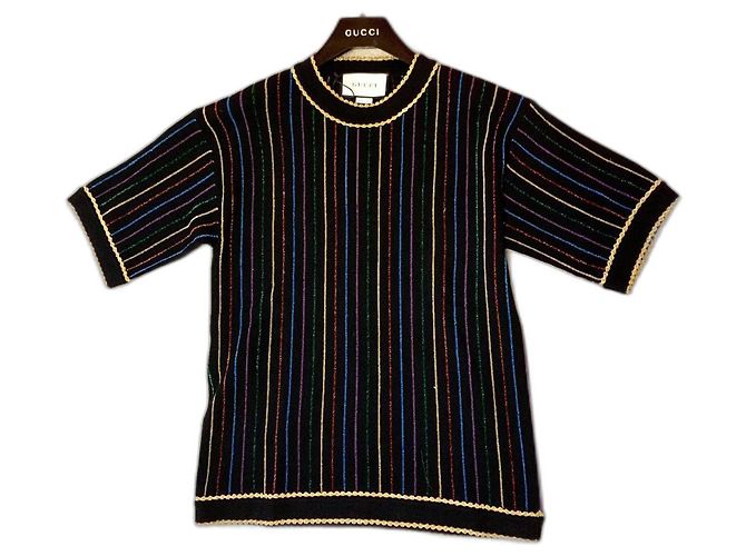 Gucci Wollpullover mit Lurex-Einsätzen schwarz