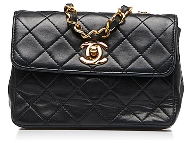 Chanel Quilted Lambskin Leather Micro Mini Flap