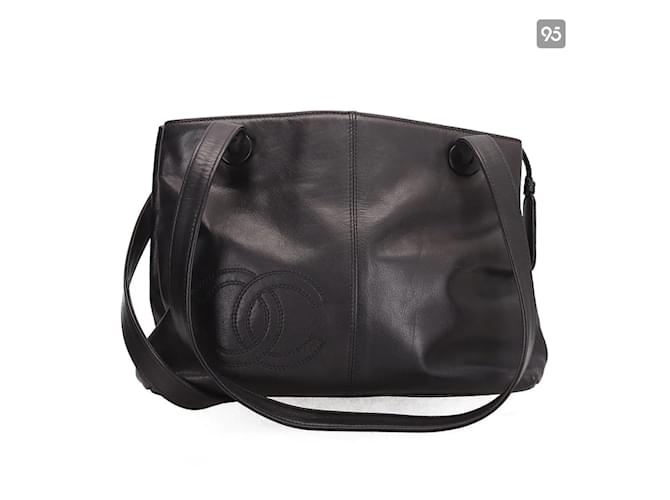 Sac fourre-tout en cuir Chanel en très bon état Noir  ref.947957