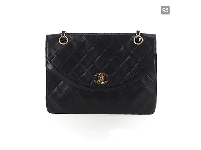 Chanel Black Quilted Lambskin Envelope Flap Shoulder Bag