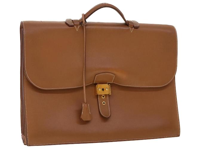 Hermès HERMES Sac Adepeche Business Bag Leather Brown Auth am4465  ref.948026
