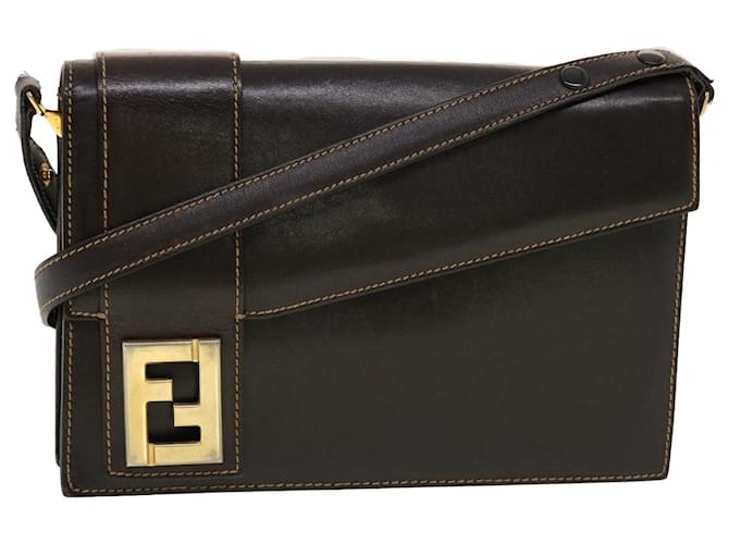 FENDI Shoulder Bag Leather Brown Auth ar9569  ref.948033