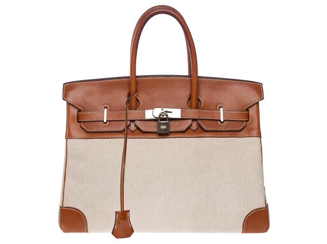 Hermès Bolsas HERMES Birkin 35 en Lona Beige - 101218