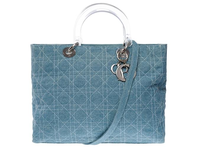 DIOR Lady Dior Bag in Blue Denim - 141347358  ref.948065