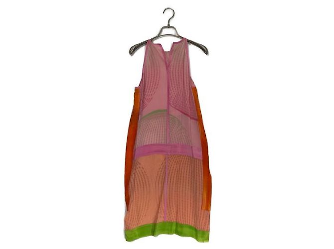 Vestido largo de seda Fendi Rosa Verde Naranja