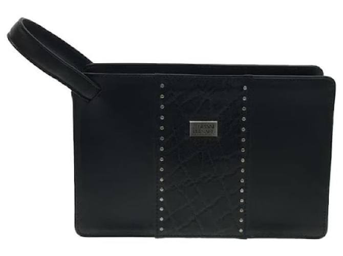 **Gianni Versace Black Leather Clutch Bag  ref.948156
