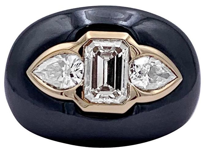 Anello Bulgari, giallo oro, ematite, Diamants.