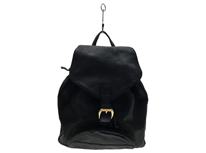 **Gianni Versace Black Leather Drawstring Backpack  ref.948211