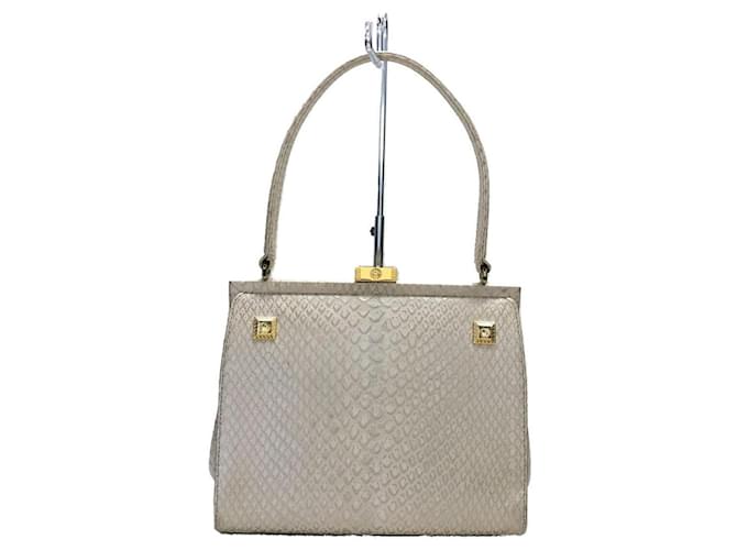 **Gianni Versace White Leather Snake Pattern Handbag  ref.948212