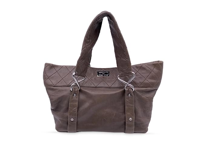 Chanel Brown Leather Sticth Mademoiselle 8 Knots Tote Bag  ref.948234