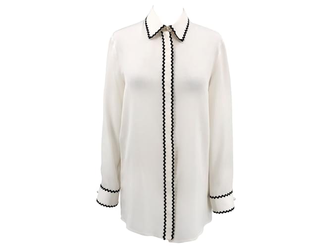 Chemise Gucci en soie blanche avec bordure noire