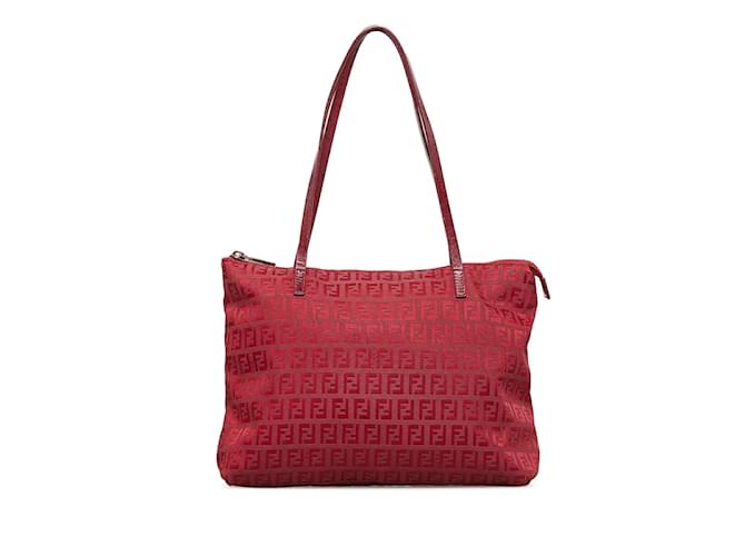 Fendi Sac cabas en toile Zucchino 8BH022 Rouge  ref.948277