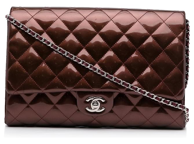 Chanel Bronze Metallic Quilted Leather Wallet on Chain Clutch Bag