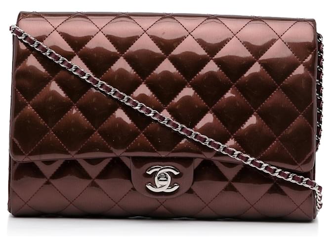 Chanel Wallet on Chain Boy Calfskin Quilted Woc Brown Patent