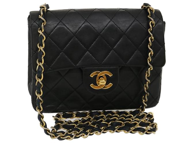 Chanel Mini Vanity Top Handle Case Black Lambskin Brushed Gold Hardware in  2023